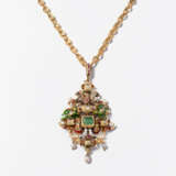 Prachtvoller Edelstein-Email-Anhänger mit Kette - photo 2