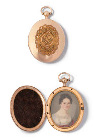 Médaillon mit Portraitminiatur und Haargeflecht - фото 1