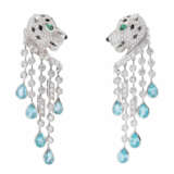 Edelstein-Email-Panther-Ohrhänger - photo 1