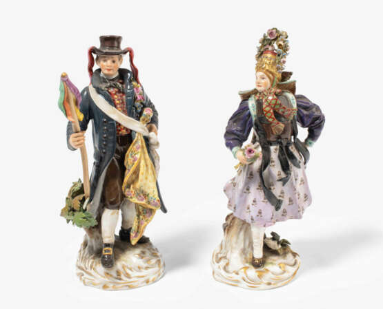 Meissen, 1 Paar Figuren "Wendischer Hochzeitsbitter" und "Hormetjungfer" - фото 1