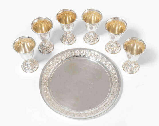Set: 6 Fussbecher auf Tablett, Israel 20.Jh. - Foto 1