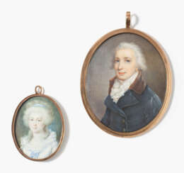 Lot: 2 Porträtminiaturen, Ende 18.Jh.