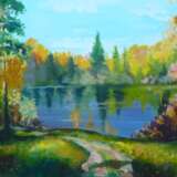 “Golden autumn” Canvas Oil paint Landscape painting 2019 - photo 1