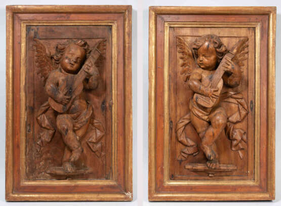 1 Paar Reliefs "Musizierende Putti" - photo 1 1 Paar Reliefs "Musizierende Putti" - photo 1