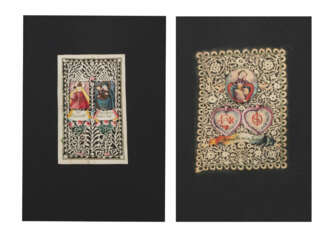 2 Spitzenbilder "Jesuskind"/"Gnadenbilder von Mariazell"