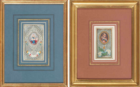 2 Spitzenbilder "Gnadenbild von Mais und Monstranz von Stans"/"Hl. Heinrich" - photo 1