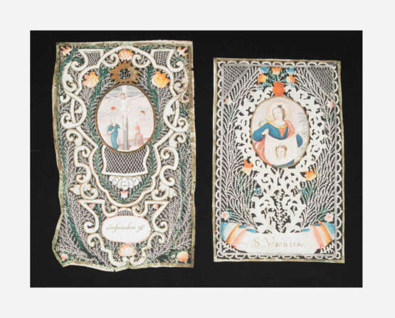 2 Spitzenbilder "Hl. Veronika"/"Kreuzigung Christi" - photo 1