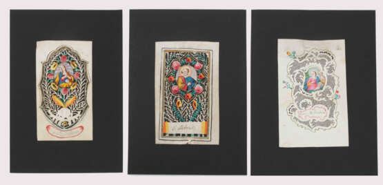 3 Spitzenbilder "Hl. Magdalena"/"Hl. Petrus"/"Hl. Familie" - photo 1