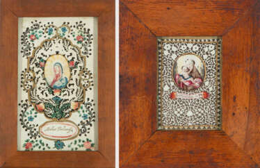 2 Spitzenbilder "Hl. Antonius"/"Mater Dolorosa"