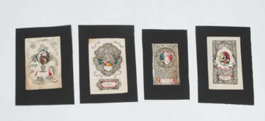 4 Spitzenbilder "Hl. Theresia"/"Hl. Franziskus"/"Hl. Ursula"/"Hl. Bernhard"