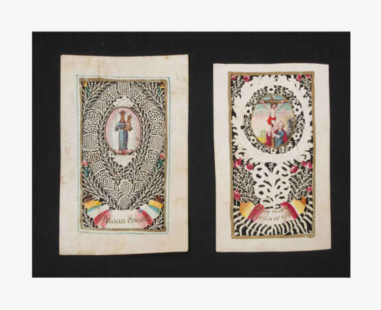 2 Spitzenbilder "Maria Einsiedeln"/"Kreuzigung Christi" - photo 1