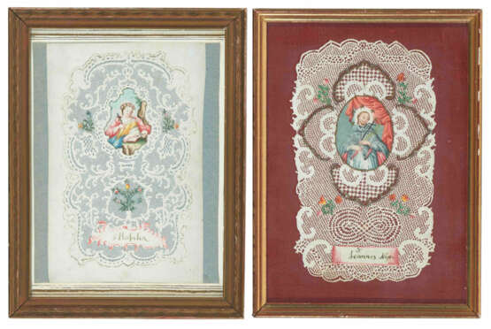 2 Spitzenbilder "Hl. Johannes von Nepomuk"/"Hl. Rosalia" - photo 1 2 Spitzenbilder "Hl. Johannes von Nepomuk"/"Hl. Rosalia" - photo 1