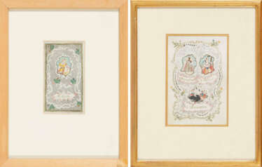 2 Spitzenbilder "Hl. Meinrad"/"Hl. Agnes"