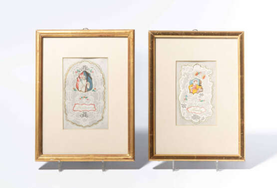 2 Spitzenbilder "Hl. Stephan"/"Hl. Rosalia" - photo 1 2 Spitzenbilder "Hl. Stephan"/"Hl. Rosalia" - photo 1