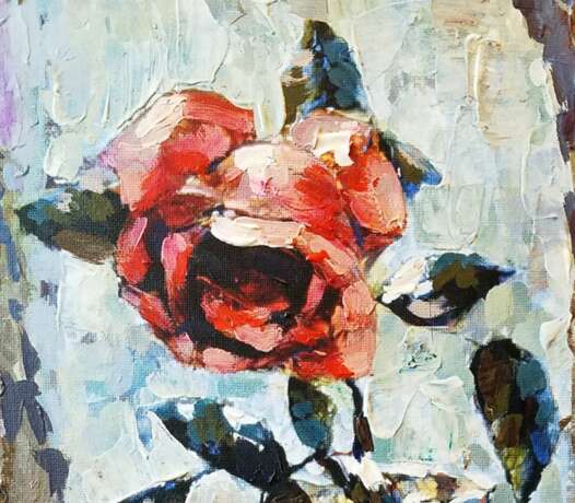 “Morning rose” Canvas Mixed media Expressionist Still life 2018 - photo 2