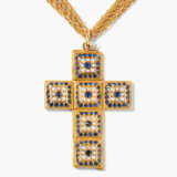 Saatperlen-Saphir-Kreuzanhänger mit Kette - photo 2