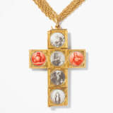 Saatperlen-Saphir-Kreuzanhänger mit Kette - photo 3