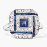 Art Déco Saphir-Diamant-Ring - photo 1