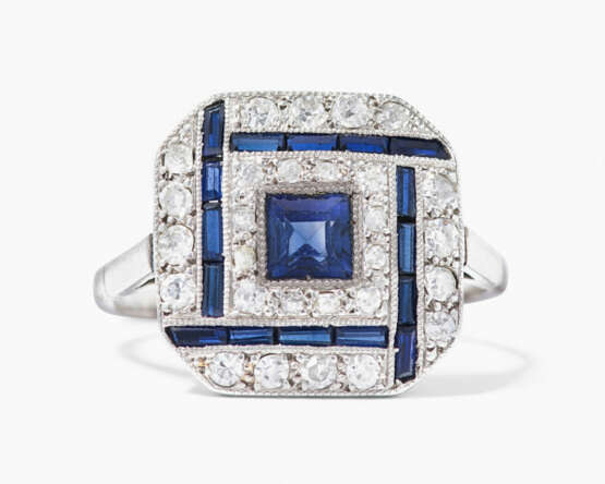 Art Déco Saphir-Diamant-Ring - photo 1