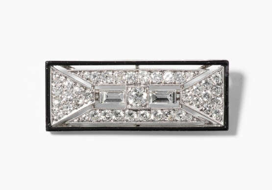 Art Déco Diamant-Email-Brosche - фото 1