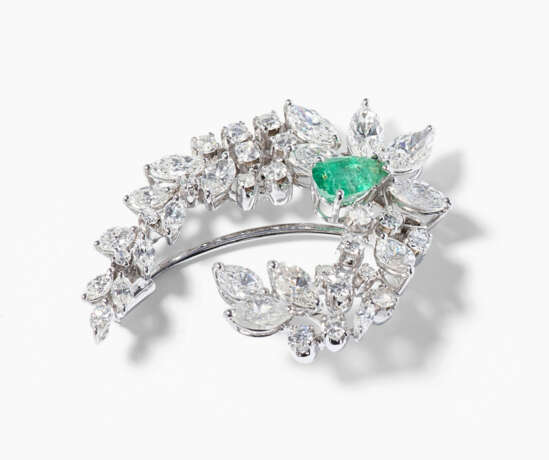 Smaragd-Diamant-Brosche - photo 1