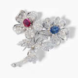 Rubin-Saphir-Diamant-Brosche - Foto 1