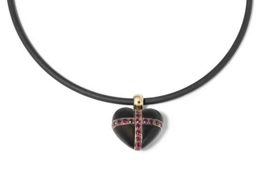 Ebenholz-Rubin-Herzanhänger - photo 1