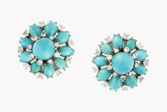 Türkis-Diamant-Ohrclips - фото 1