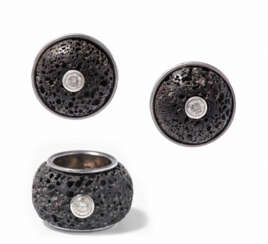 *Set: Diamant-Lavastein-Ohrclip und Ring