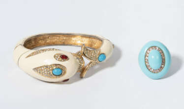 Ciner, Armreif, Weiss, Brosche, Ring