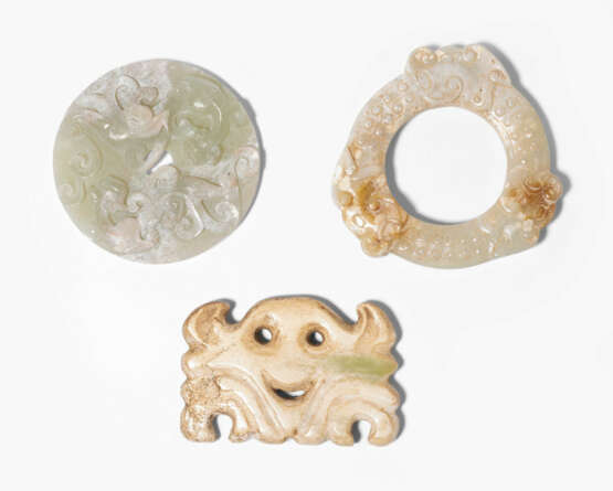 Lot: 3 Jade-Schnitzereien - Foto 1