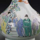 Qing Dynasty Yongzheng pastel porcelain characters story pattern garlic bottle - Foto 5