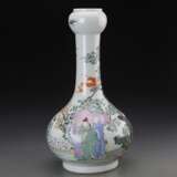 Qing Dynasty Yongzheng pastel porcelain characters story pattern garlic bottle - Foto 8