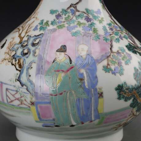 Qing Dynasty Yongzheng pastel porcelain characters story pattern garlic bottle - Foto 9