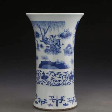 Qing Dynasty Kangxi Character Story Blue and White Porcelain Bottle - photo 1