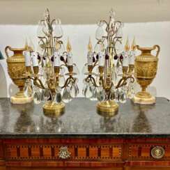 Late 19th Century Pair of Lyre Shaped Four-Light Candelabras