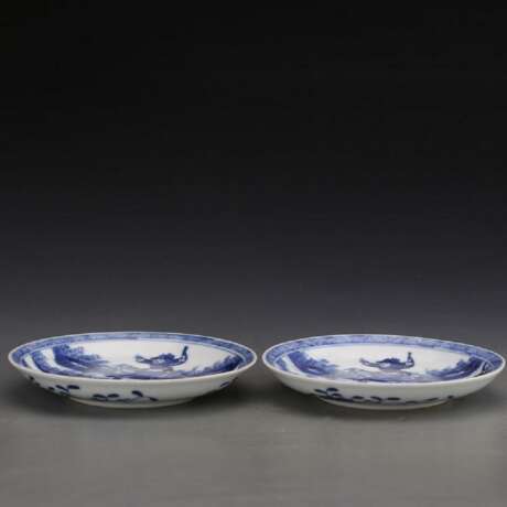 A pair of Kangxi blue and white porcelain hunting plates in the Qing Dynasty - Foto 10
