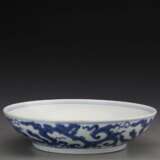 Qing Dynasty Yongzheng Blue and White Porcelain Dragon Plate - Foto 7