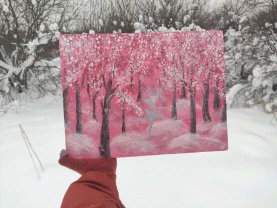 Фея Драже Зимний лес Toile sur le sous-châssis Technique mixte Impressionnisme Paysage d'hiver Москва 2021 - photo 2