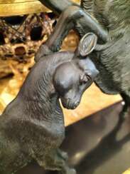 Dynamic Animal Sculpture of Goats in Bronze, 20th Century