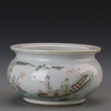 Late Qing Dynasty pastel character story pattern incense burner - Foto 3