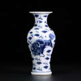 Qing Dynasty Blue and White Porcelain Double Lion Ornamental Bottle - photo 1
