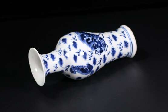 Qing Dynasty Blue and White Porcelain Double Lion Ornamental Bottle - фото 3