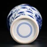 Qing Dynasty Blue and White Porcelain Double Lion Ornamental Bottle - Foto 5