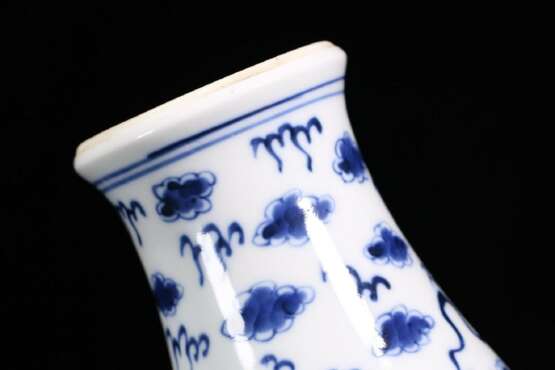 Qing Dynasty Blue and White Porcelain Double Lion Ornamental Bottle - Foto 9
