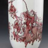 Qing Dynasty Kangxi red glaze character story porcelain bottle - Foto 4