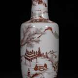 Ming Dynasty red and green color landscape character bottle - Foto 1