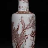 Ming Dynasty red and green color landscape character bottle - photo 2