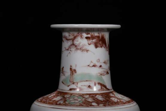 Ming Dynasty red and green color landscape character bottle - photo 3