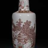 Ming Dynasty red and green color landscape character bottle - photo 4